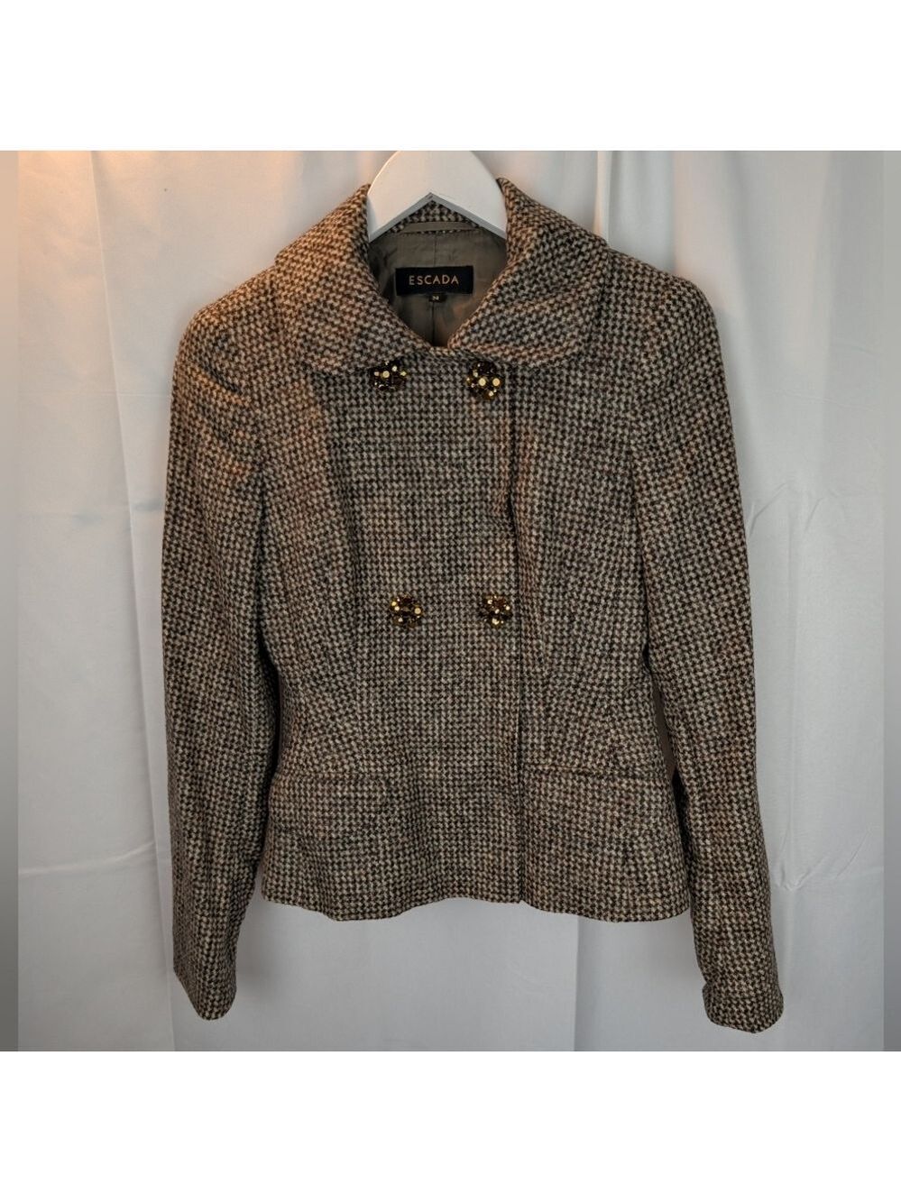 Escada Alpaca Women's Brown Tweed Jacket Size XS(34) In EUC